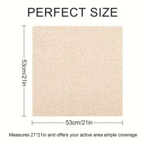 tapis de douche antidérapant : tapis de bain en luffa doux et confortable, tapis carré de 53x53cm, tapis de sol de salle de bain en pvc durable, coussinet de pieds anti chute, tapis de baignoire facile à nettoyer et séchage rapide, lavable en machine, convient pour les douches intérieures, accessoires de décoration de salle de bain