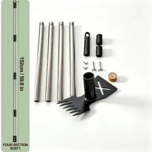 1 houe de jardinage robuste manche extra long de 60 pouces, râteau et houe multifonction pour désherber et creuser, convient aux activités de jardinage dans les cours, les pelouses, les potagers et les jardins, outil d'extraction des racines, robuste et durable