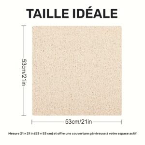 tapis de douche antidérapant : tapis de bain en luffa doux et confortable, tapis carré de 53x53cm, tapis de sol de salle de bain en pvc durable, coussinet de pieds anti chute, tapis de baignoire facile à nettoyer et séchage rapide, lavable en machine, convient pour les douches intérieures, accessoires de décoration de salle de bain