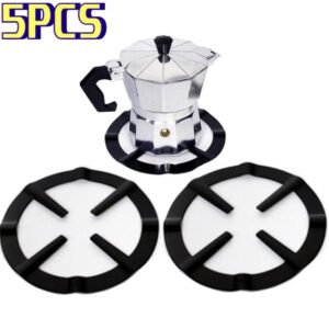 Maison lot de 5 supports en fer pour cuisinière à gaz, anneau de décompression pour cafetière moka, maintien stable pour cafetières et batterie de cuisine, antidérapant et porteur, accessoire universel pour cuisinières à gaz domestiques