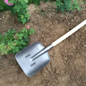 truelle robuste en acier métallique pelle à ciment en acier plein Épaissi, pelle à charbon en acier au manganèse, bêche à tête carrée, pelle à neige à manche en bois, pelle agricole en fer, outil de plantation d'arbres