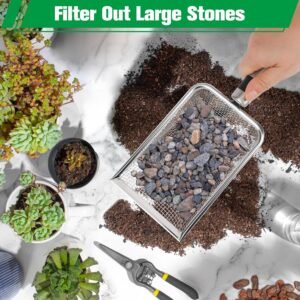lot de 2 tamis à terre de jardin, tamis à sable et compost en acier inoxydable avec poignée, pour tamiser les pierres, la cour, la pelouse et le jardin