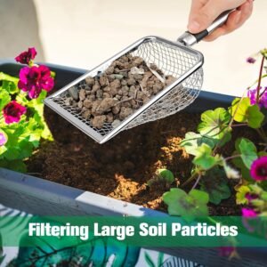lot de 2 tamis à terre de jardin, tamis à sable et compost en acier inoxydable avec poignée, pour tamiser les pierres, la cour, la pelouse et le jardin