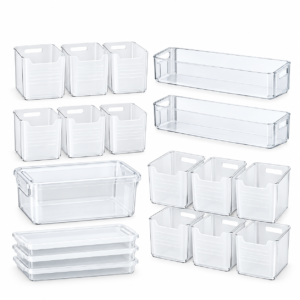 set de 15 boîtes de rangement frigo transparentes
