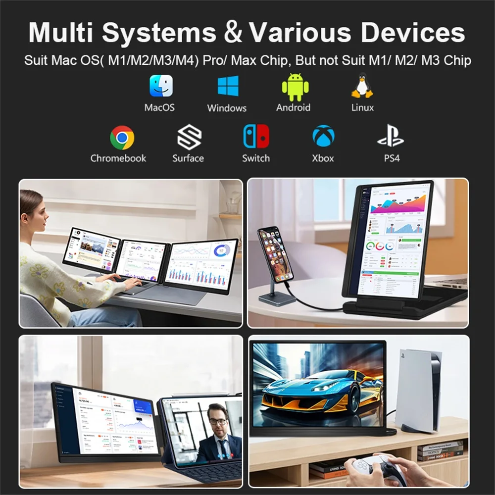 14 pouces fhd ips lcd double moniteur de jeu portable rétro éclairé double triple extension d'écran haute définition pour une productivité améliorée 14 pouces fhd ips lcd double moniteur de jeu portable rétro éclairé double triple extension d'écran haute définition pour une productivité améliorée