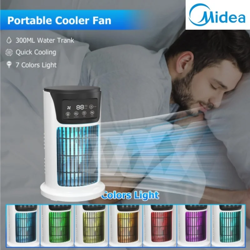midea climatiseur ventilateur portable bureau pulvérisation atomisation ultrasonique 3 vitesses muet refroidisseur d'air veilleuse ventilateur électrique pour la maison midea climatiseur ventilateur portable bureau pulvérisation atomisation ultrasonique 3 vitesses muet refroidisseur d'air veilleuse ventilateur électrique pour la maison