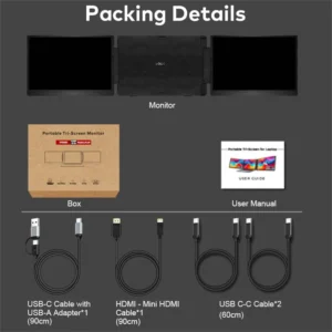 14 pouces fhd ips lcd double moniteur de jeu portable rétro éclairé double triple extension d'écran haute définition pour une productivité améliorée