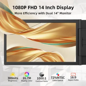 amoudo14 inch dual portable monitor 1920*1080p ips portable triple monitor with usb c port for 14 16.5" laptops windows/mac xbox