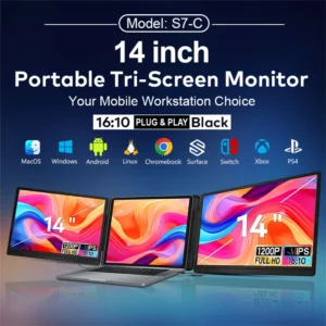 14 pouces fhd ips lcd double moniteur de jeu portable rétro éclairé double triple extension d'écran haute définition pour une productivité améliorée