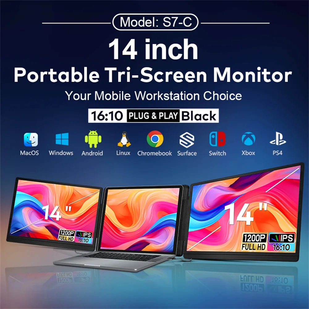 14 pouces fhd ips lcd double moniteur de jeu portable rétro éclairé double triple extension d'écran haute définition pour une productivité améliorée 14 pouces fhd ips lcd double moniteur de jeu portable rétro éclairé double triple extension d'écran haute définition pour une productivité améliorée