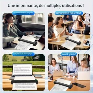 imprimantes portables sans fil pour voyage, imprimante thermique portable 2026 nouvellement améliorée prenant en charge les formats us letter et legal de 21,59 cm x 27,94 cm, a4 et a5 avec 10 feuilles de papier thermique pliées compatibles avec les téléphones android et ios et les ordinateurs portables