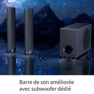 barre de son avec caisson de basses, barre de son pour téléviseur intelligent, avec basses profondes, amplification du volume et 3 modes d'égaliseur, connexion sans fil/arc/opt/aux, barre de son amovible avec télécommande infrarouge