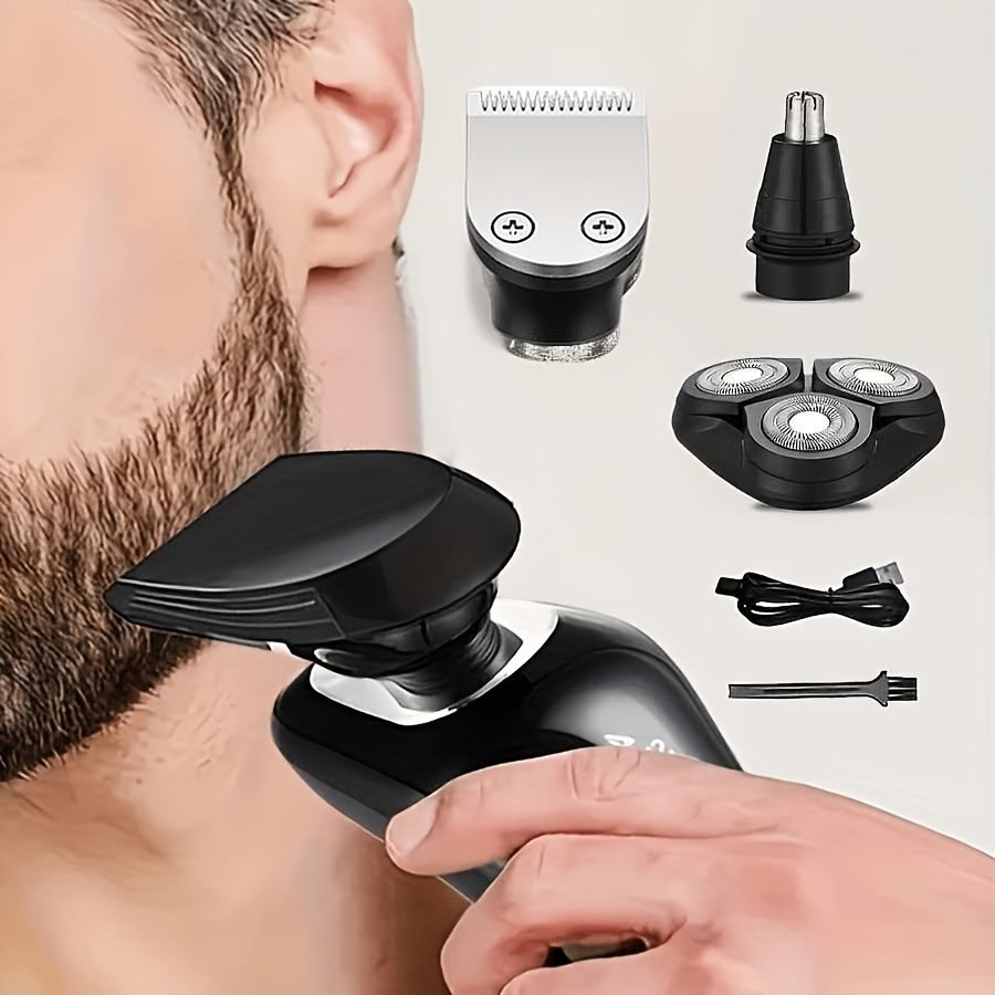 rasoir électrique pour hommes, tondeuse 4 en 1 avec coupe poils nasal, lames flottantes 3d, rechargeable usb, portable rasoir électrique pour hommes, tondeuse 4 en 1 avec coupe poils nasal, lames flottantes 3d, rechargeable usb, portable