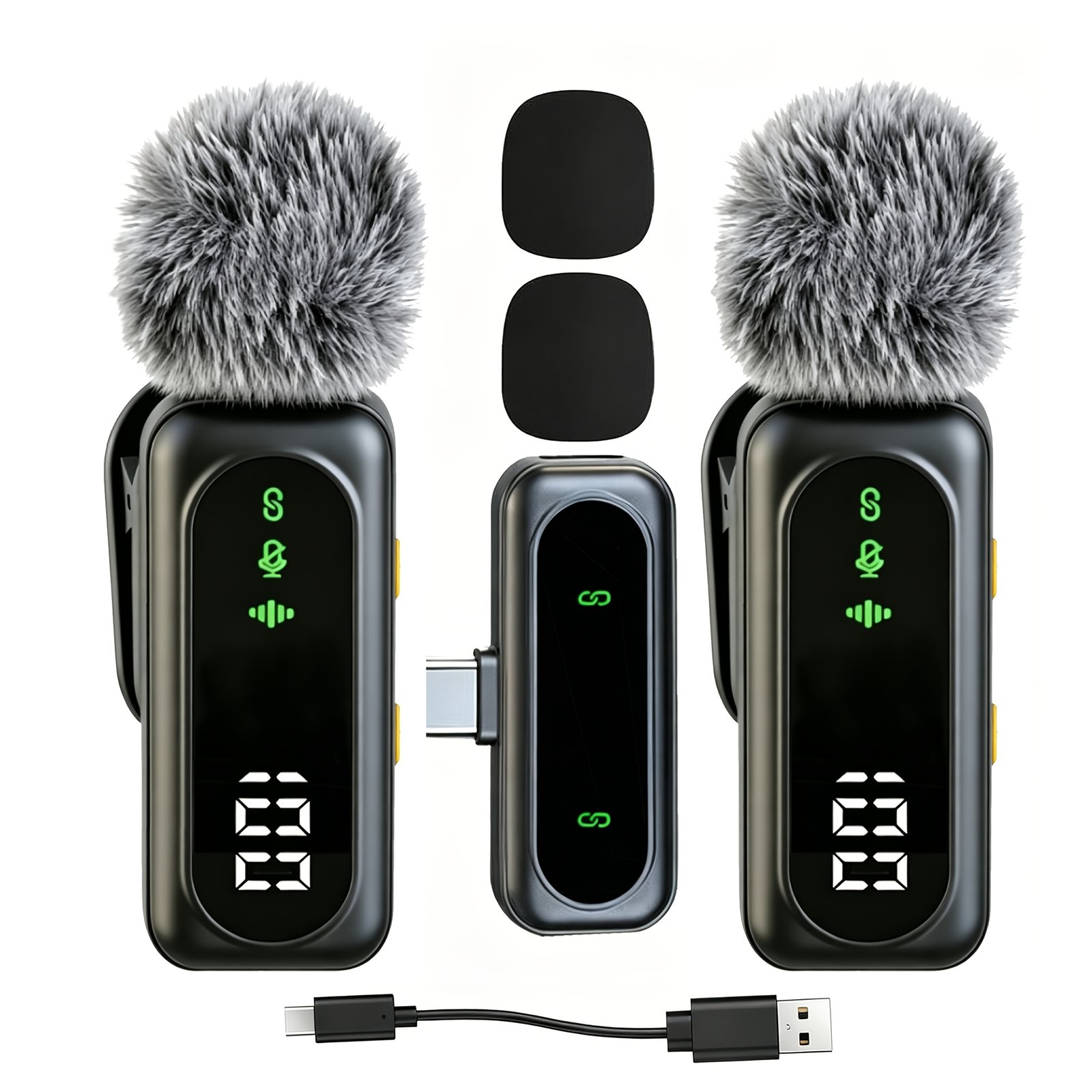 microphone lavalier sans fil radio clair mini micro pour iphone lightning pour android pour téléphone caméra ordinateur portable, micro double Épaulette avec prise usb c/3.5mm pour enregistrement vidéo, podcast enseignement réunion synchronisation automatique et réduction du bruit microphone lavalier sans fil radio clair mini micro pour iphone lightning pour android pour téléphone caméra ordinateur portable, micro double Épaulette avec prise usb c/3.5mm pour enregistrement vidéo, podcast enseignement réunion synchronisation automatique et réduction du bruit