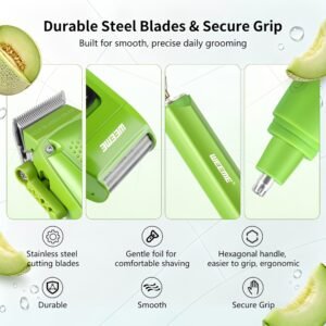 weeme 4pcs tondeuses à cheveux pour hommes, kit de toilettage sans fil avec tondeuse à cheveux, tondeuse à barbe, rasoir à lamelles et tondeuse à nez, écran led, kit de coupe de cheveux de barbier à domicile professionnel, ensemble de coupe de barbe et de cheveux rechargeable, outils de toilettage pour hommes