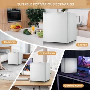 congélateur vertical 32l, mini congélateur compact avec porte réversible, thermostat réglable, étagères amovibles, congélateur économe en énergie pour garage/dormoir/bureau/appartement