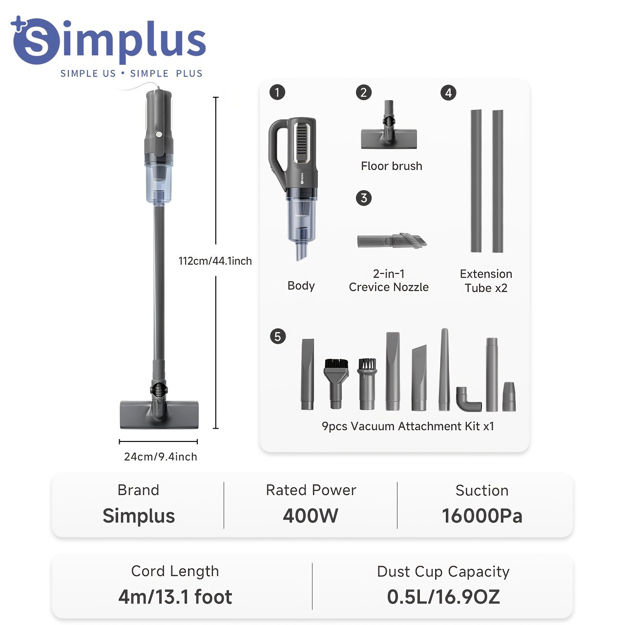 aspirateur simplus 16000pa pour la maison, petit, à forte aspiration, aspirateur filaire puissant, 400w haute puissance, nettoyage efficace, aspiration cyclonique inégalée, dépoussiérage, grand réservoir à poussière, facile à démonter et à nettoyer, cordon de 4 mètres, utilisation libre aspirateur simplus 16000pa pour la maison, petit, à forte aspiration, aspirateur filaire puissant, 400w haute puissance, nettoyage efficace, aspiration cyclonique inégalée, dépoussiérage, grand réservoir à poussière, facile à démonter et à nettoyer, cordon de 4 mètres, utilisation libre