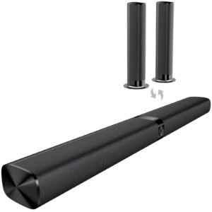 barre de son avec caisson de basses, barre de son pour téléviseur intelligent, avec basses profondes, amplification du volume et 3 modes d'égaliseur, connexion sans fil/arc/opt/aux, barre de son amovible avec télécommande infrarouge