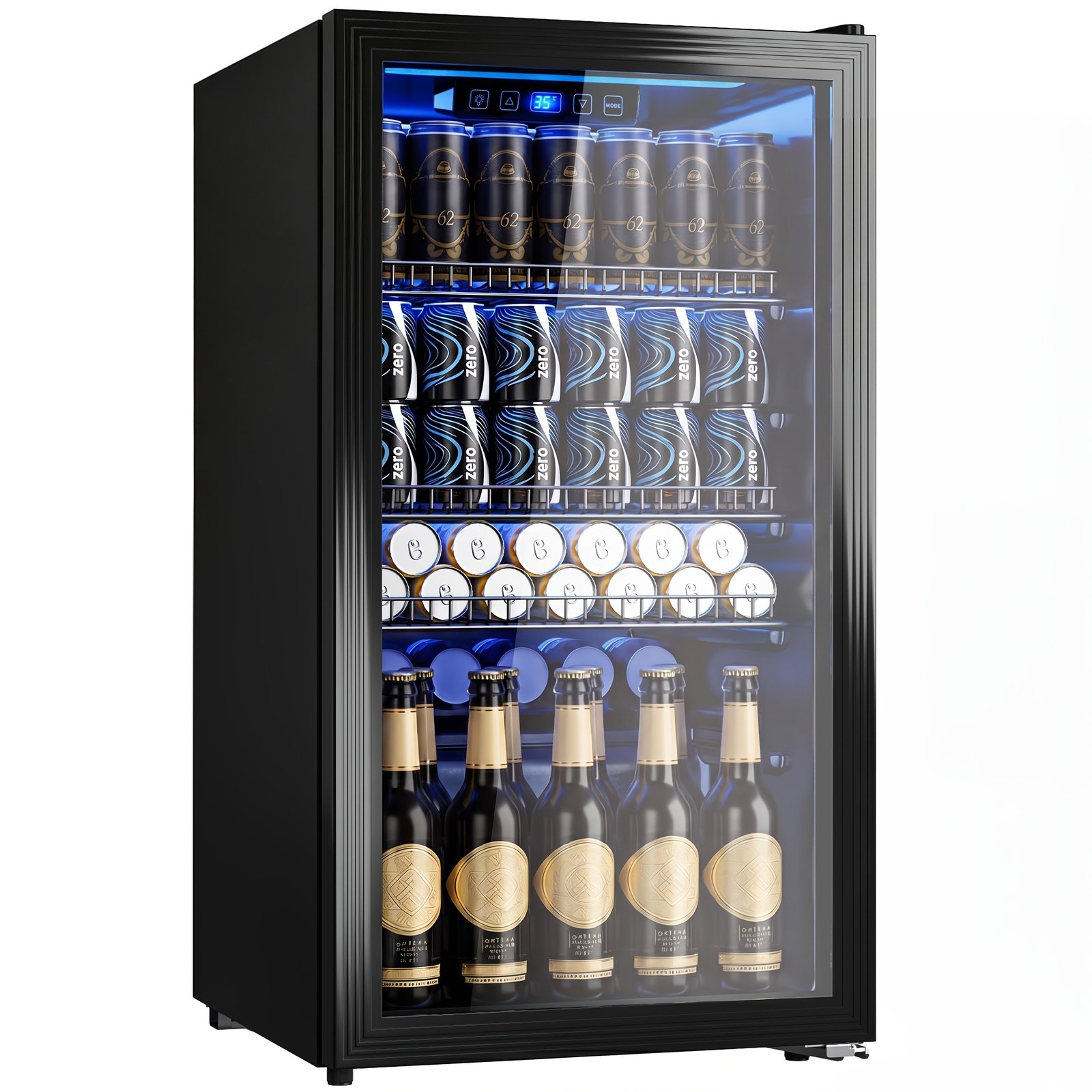 glacière à boissons 95 l avec porte en verre, réfrigérateur compact pour jusqu'à 130 canettes, étagères réglables pour bière, vin et soda, idéal pour la maison, le bar, le bureau et l'appartement glacière à boissons 95 l avec porte en verre, réfrigérateur compact pour jusqu'à 130 canettes, étagères réglables pour bière, vin et soda, idéal pour la maison, le bar, le bureau et l'appartement