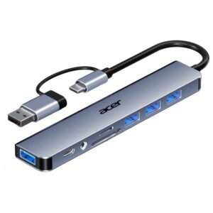 station d'extension usb c 8 en 1 avec double interface usb c/usb, vitesse 480 mbps, double ports usb c type c/usb c, hub usb c hy41 t8 pour acer