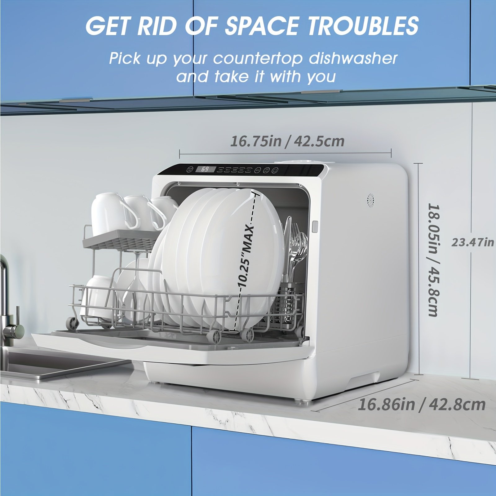 lave vaisselle de comptoir portable mini, programmes de lavage multiples, réservoir d'eau intégré 5l, connexion possible à un tuyau d'eau, ventilation et séchage automatiques, nettoyage à haute température, idéal pour la maison, petit appartement et usage en camping car lave vaisselle de comptoir portable mini, programmes de lavage multiples, réservoir d'eau intégré 5l, connexion possible à un tuyau d'eau, ventilation et séchage automatiques, nettoyage à haute température, idéal pour la maison, petit appartement et usage en camping car