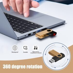 10 pièces clés usb 2.0 dorées à rotation rapide, capacités de 128mb/256mb/512mb/4gb/16gb, idéales pour stockage sur ordinateur et pc portable, cadeau professionnel