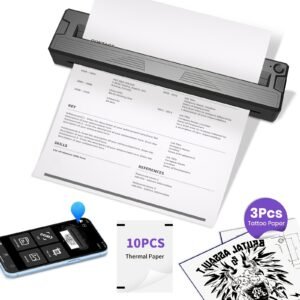 imprimantes portables sans fil pour voyage, imprimante thermique portable 2026 nouvellement améliorée prenant en charge les formats us letter et legal de 21,59 cm x 27,94 cm, a4 et a5 avec 10 feuilles de papier thermique pliées compatibles avec les téléphones android et ios et les ordinateurs portables