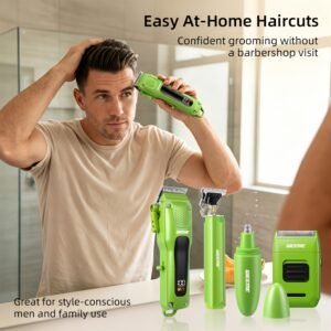 weeme 4pcs tondeuses à cheveux pour hommes, kit de toilettage sans fil avec tondeuse à cheveux, tondeuse à barbe, rasoir à lamelles et tondeuse à nez, écran led, kit de coupe de cheveux de barbier à domicile professionnel, ensemble de coupe de barbe et de cheveux rechargeable, outils de toilettage pour hommes
