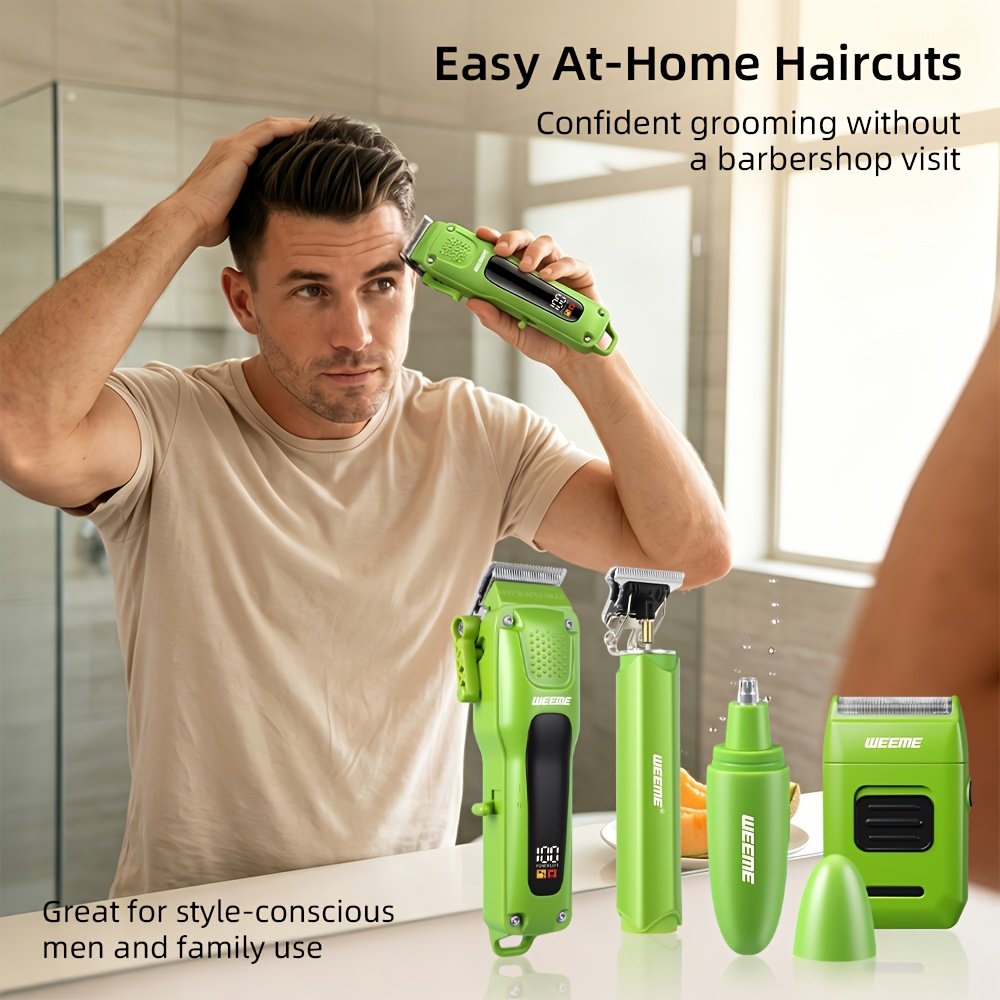 weeme 4pcs tondeuses à cheveux pour hommes, kit de toilettage sans fil avec tondeuse à cheveux, tondeuse à barbe, rasoir à lamelles et tondeuse à nez, écran led, kit de coupe de cheveux de barbier à domicile professionnel, ensemble de coupe de barbe et de cheveux rechargeable, outils de toilettage pour hommes weeme 4pcs tondeuses à cheveux pour hommes, kit de toilettage sans fil avec tondeuse à cheveux, tondeuse à barbe, rasoir à lamelles et tondeuse à nez, écran led, kit de coupe de cheveux de barbier à domicile professionnel, ensemble de coupe de barbe et de cheveux rechargeable, outils de toilettage pour hommes