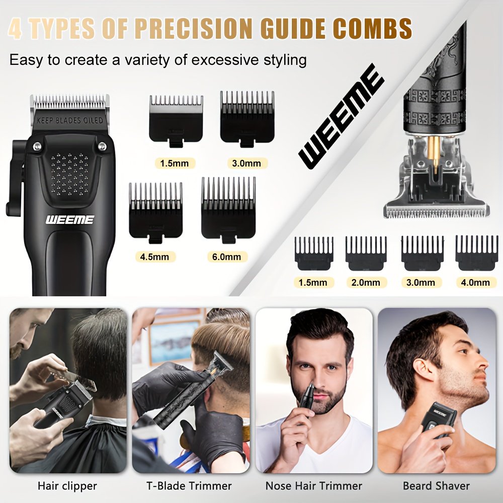 kit de tondeuse et taille barbe électrique 4 pièces weeme, rechargeable usb, pour coiffure homme à domicile ou salon kit de tondeuse et taille barbe électrique 4 pièces weeme, rechargeable usb, pour coiffure homme à domicile ou salon