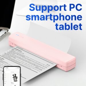 imprimante thermique sans encre portable d810b, imprimante sans fil voyage, compatible papier thermique a4 et us letter, pour téléphone portable et ordinateur, idéale pour bureau, voyage, maison et entreprise