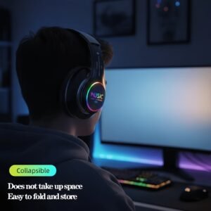 casque sans fil supra auriculaire avec fente pour carte, connectivité filaire et sans fil, microphone intégré, compatible avec téléphones, tablettes, téléviseurs et appareils intelligents