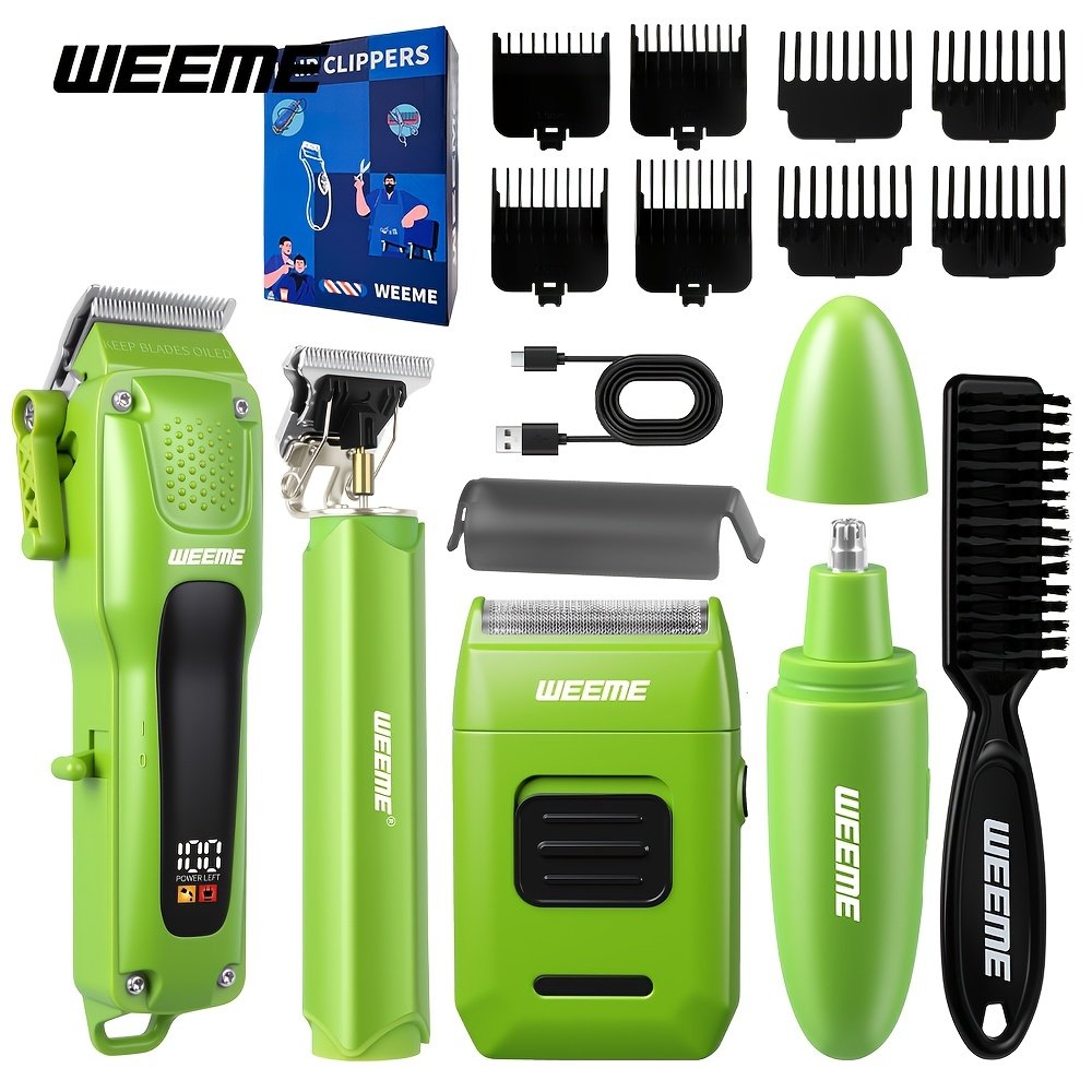 weeme 4pcs tondeuses à cheveux pour hommes, kit de toilettage sans fil avec tondeuse à cheveux, tondeuse à barbe, rasoir à lamelles et tondeuse à nez, écran led, kit de coupe de cheveux de barbier à domicile professionnel, ensemble de coupe de barbe et de cheveux rechargeable, outils de toilettage pour hommes weeme 4pcs tondeuses à cheveux pour hommes, kit de toilettage sans fil avec tondeuse à cheveux, tondeuse à barbe, rasoir à lamelles et tondeuse à nez, écran led, kit de coupe de cheveux de barbier à domicile professionnel, ensemble de coupe de barbe et de cheveux rechargeable, outils de toilettage pour hommes