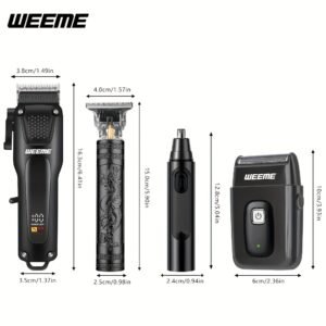 kit de tondeuse et taille barbe électrique 4 pièces weeme, rechargeable usb, pour coiffure homme à domicile ou salon