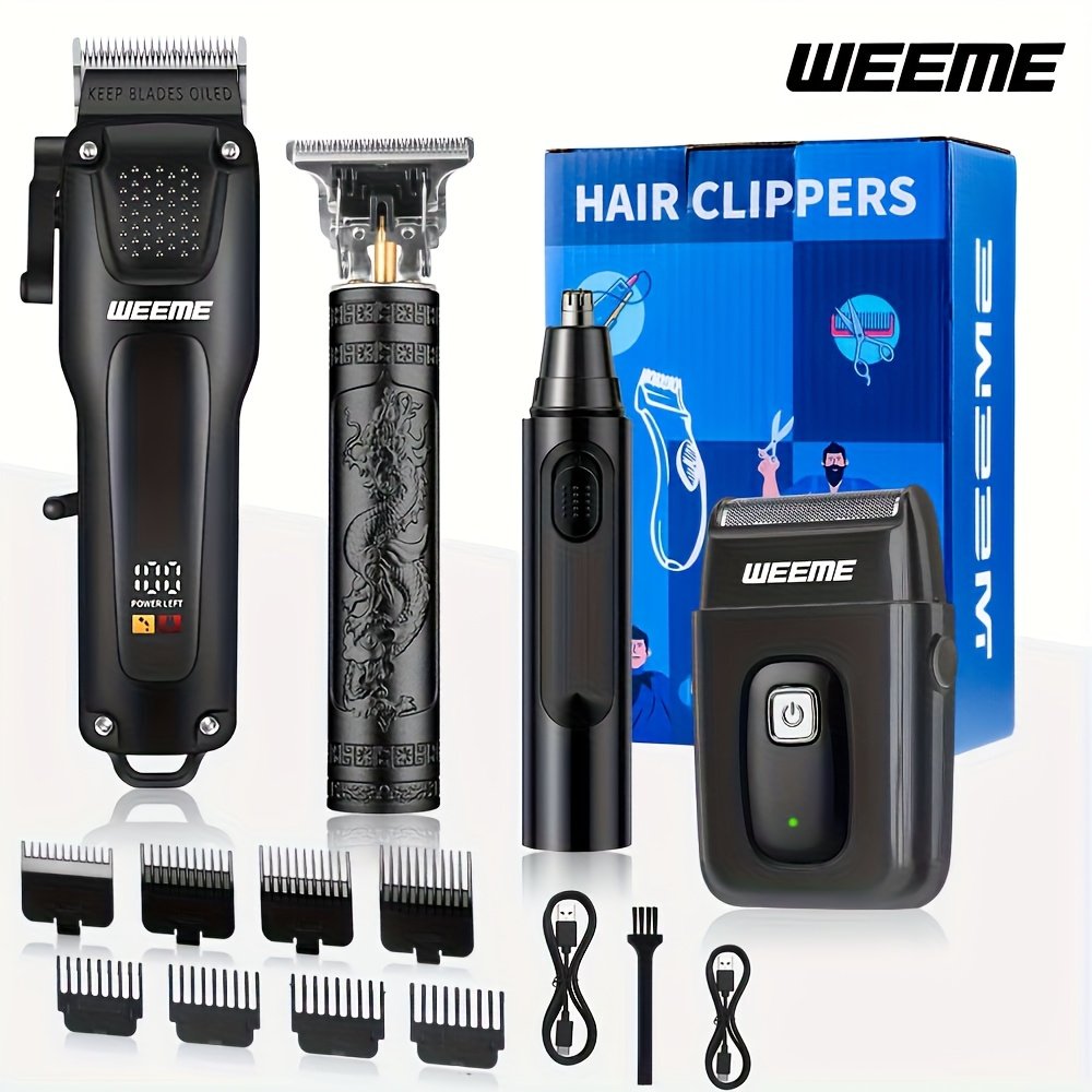 kit de tondeuse et taille barbe électrique 4 pièces weeme, rechargeable usb, pour coiffure homme à domicile ou salon kit de tondeuse et taille barbe électrique 4 pièces weeme, rechargeable usb, pour coiffure homme à domicile ou salon