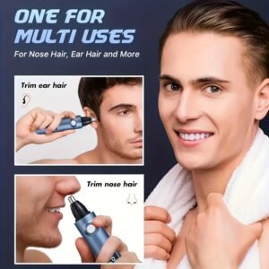 1pc tondeuse à nez et oreilles rechargeable avec système à double lame, charge rapide usb c, précision indolore, portable pour nez et oreilles soin usb, autonomie longue et nettoyage facile
