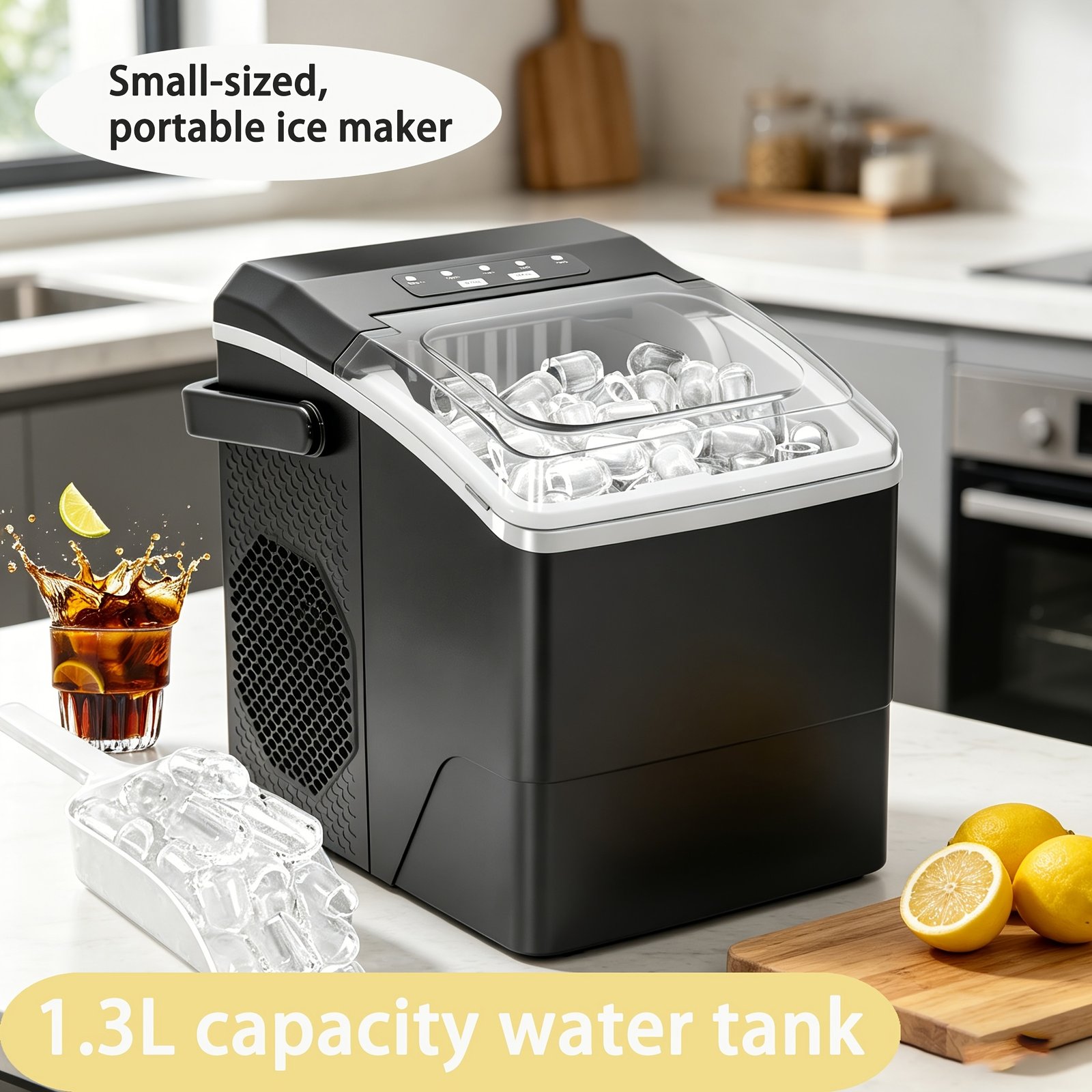 machine à glaçons, réservoir d'eau de 1,3 litre, peut faire 9 glaçons en 6 minutes, produit 12 kg de glaçons en 24 heures, deux tailles de glaçons différentes ! idéal pour les petites fêtes, la maison et le camping en plein air. machine à glaçons, réservoir d'eau de 1,3 litre, peut faire 9 glaçons en 6 minutes, produit 12 kg de glaçons en 24 heures, deux tailles de glaçons différentes ! idéal pour les petites fêtes, la maison et le camping en plein air.