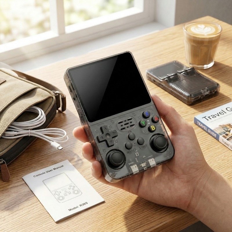 console de jeux portable rétro à main avec commandes à double manette de jeu, batterie longue durée de 3000 mah, chargement usb, utilisation simple et grande capacité de stockage le cadeau parfait pour les adolescents console de jeux portable rétro à main avec commandes à double manette de jeu, batterie longue durée de 3000 mah, chargement usb, utilisation simple et grande capacité de stockage le cadeau parfait pour les adolescents