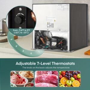 congélateur vertical 32l, mini congélateur compact avec porte réversible, thermostat réglable, étagères amovibles, congélateur économe en énergie pour garage/dormoir/bureau/appartement