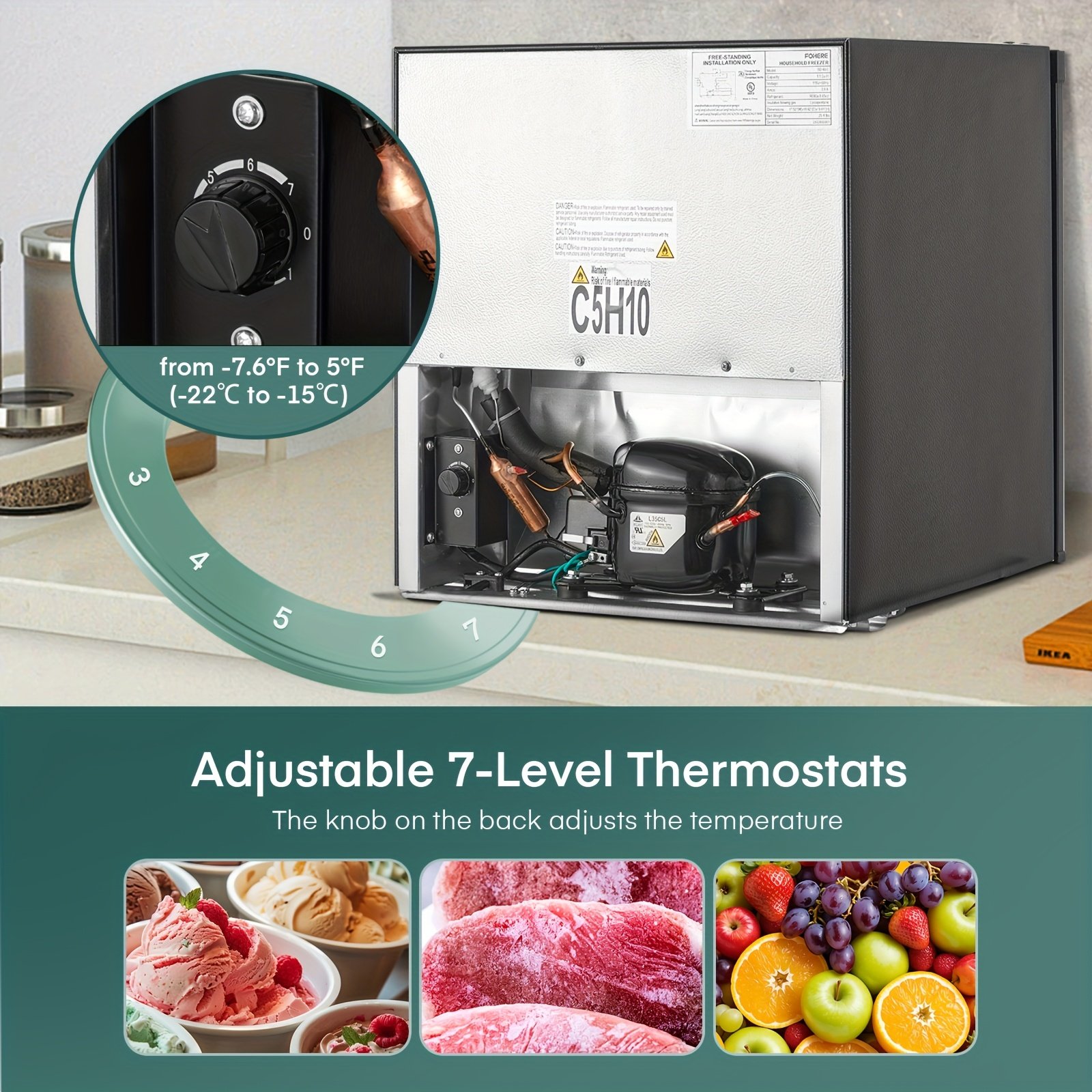 congélateur vertical 32l, mini congélateur compact avec porte réversible, thermostat réglable, étagères amovibles, congélateur économe en énergie pour garage/dormoir/bureau/appartement congélateur vertical 32l, mini congélateur compact avec porte réversible, thermostat réglable, étagères amovibles, congélateur économe en énergie pour garage/dormoir/bureau/appartement