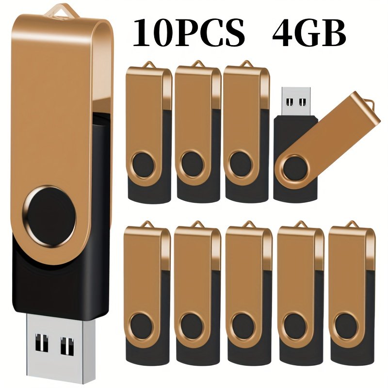10 pièces clés usb 2.0 dorées à rotation rapide, capacités de 128mb/256mb/512mb/4gb/16gb, idéales pour stockage sur ordinateur et pc portable, cadeau professionnel 10 pièces clés usb 2.0 dorées à rotation rapide, capacités de 128mb/256mb/512mb/4gb/16gb, idéales pour stockage sur ordinateur et pc portable, cadeau professionnel