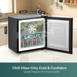 congélateur vertical 32l, mini congélateur compact avec porte réversible, thermostat réglable, étagères amovibles, congélateur économe en énergie pour garage/dormoir/bureau/appartement