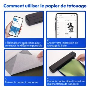 imprimante thermique sans encre portable d810b, imprimante sans fil voyage, compatible papier thermique a4 et us letter, pour téléphone portable et ordinateur, idéale pour bureau, voyage, maison et entreprise