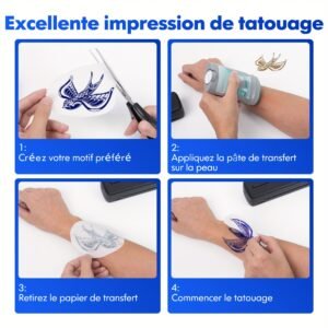 imprimante thermique sans encre portable d810b, imprimante sans fil voyage, compatible papier thermique a4 et us letter, pour téléphone portable et ordinateur, idéale pour bureau, voyage, maison et entreprise