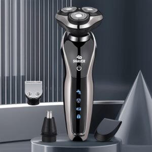 rasoir électrique pour hommes, tondeuse 4 en 1 avec coupe poils nasal, lames flottantes 3d, rechargeable usb, portable