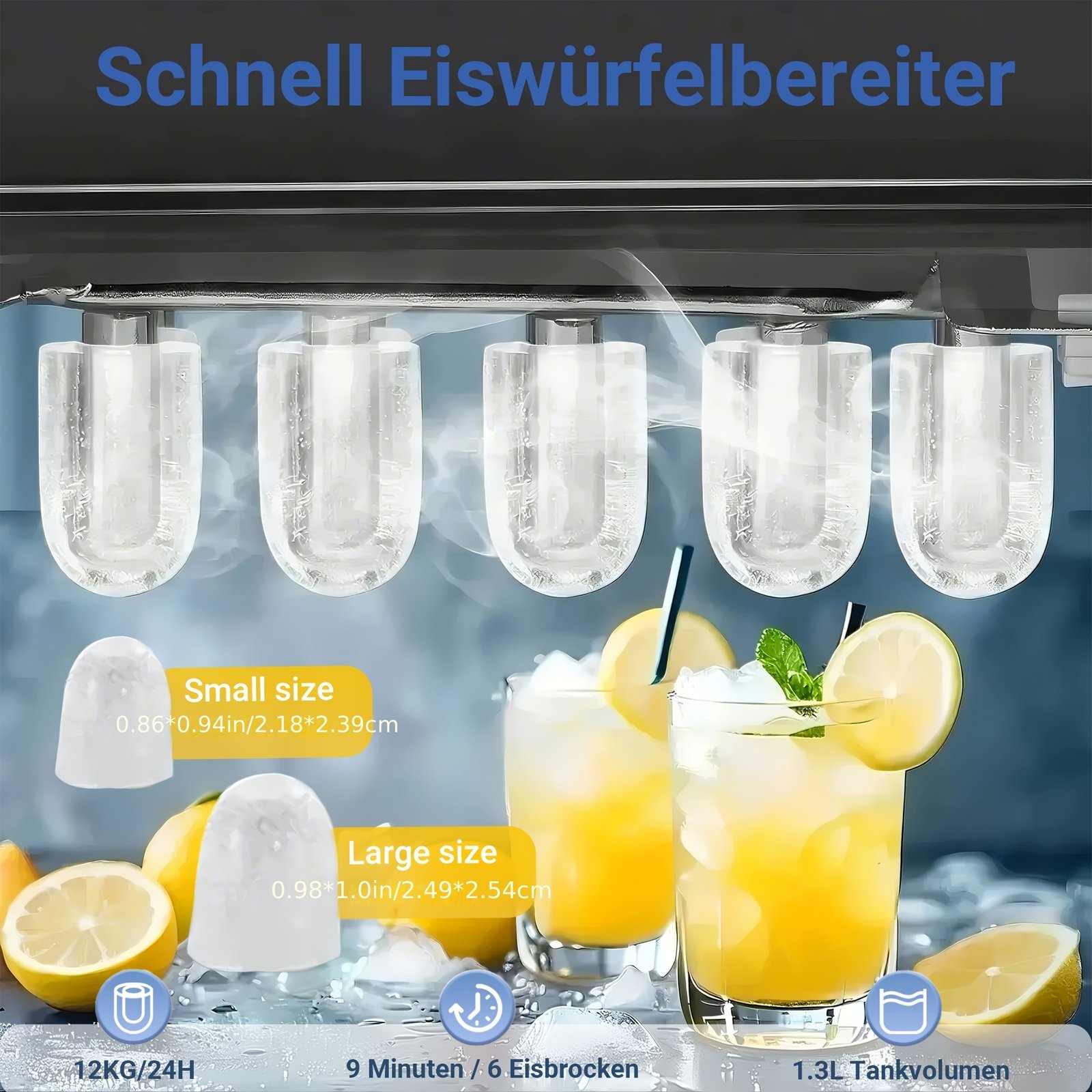 machine à glaçons, réservoir d'eau de 1,3 litre, peut faire 9 glaçons en 6 minutes, produit 12 kg de glaçons en 24 heures, deux tailles de glaçons différentes ! idéal pour les petites fêtes, la maison et le camping en plein air. machine à glaçons, réservoir d'eau de 1,3 litre, peut faire 9 glaçons en 6 minutes, produit 12 kg de glaçons en 24 heures, deux tailles de glaçons différentes ! idéal pour les petites fêtes, la maison et le camping en plein air.