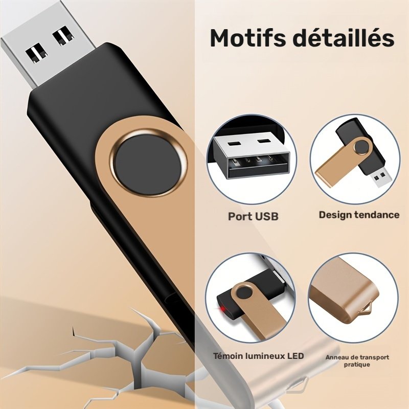 10 pièces clés usb 2.0 dorées à rotation rapide, capacités de 128mb/256mb/512mb/4gb/16gb, idéales pour stockage sur ordinateur et pc portable, cadeau professionnel 10 pièces clés usb 2.0 dorées à rotation rapide, capacités de 128mb/256mb/512mb/4gb/16gb, idéales pour stockage sur ordinateur et pc portable, cadeau professionnel