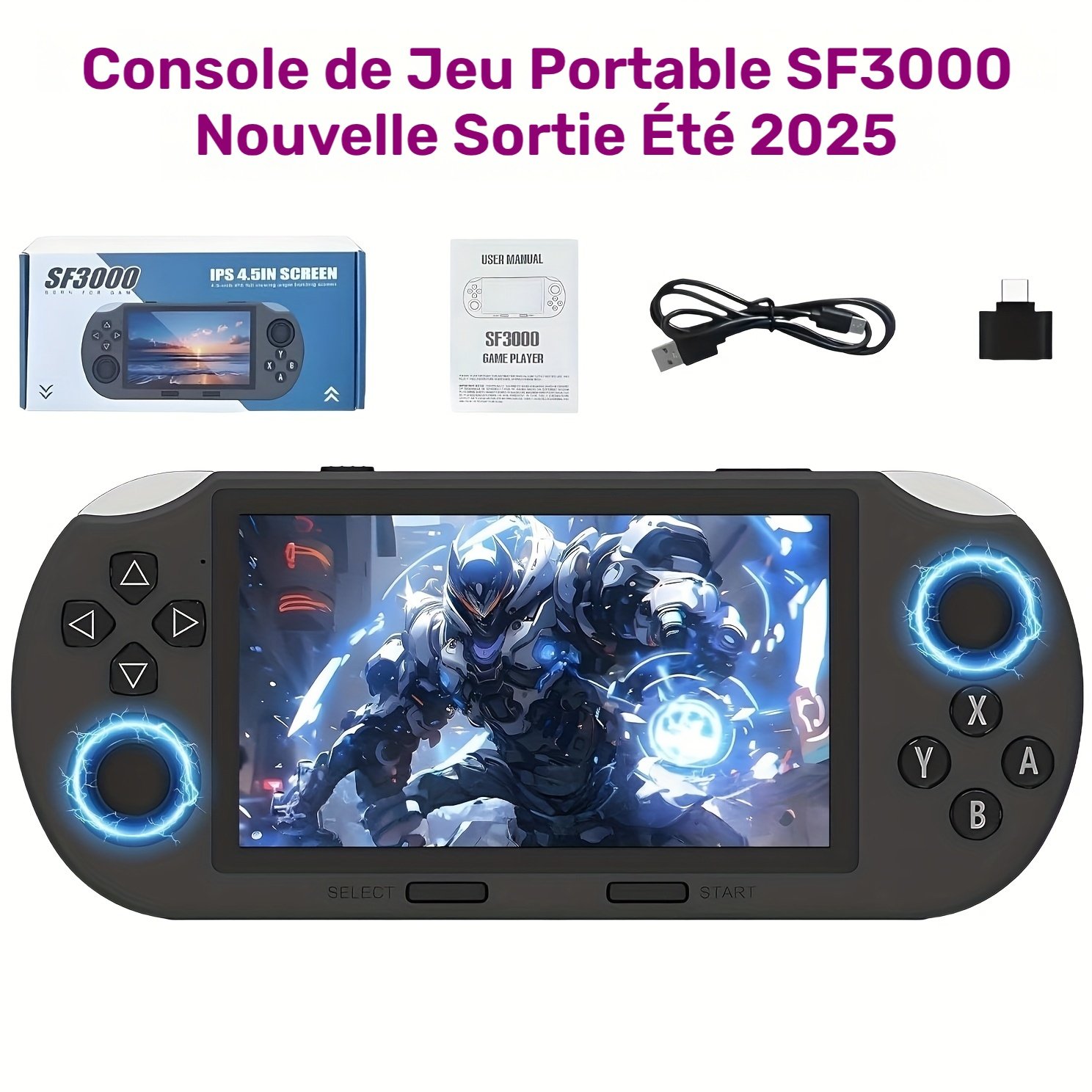 console de jeu portable rétro sf3000 Écran ips 11,43 cm, 3000 mah, système d'exploitation linux (compatible avec apk/gapps), système de jeu portable pour joueur unique avec Émulation classique nes/gba/psp/ps1, ordinateur de poche pour s & console de jeu portable rétro sf3000 Écran ips 11,43 cm, 3000 mah, système d'exploitation linux (compatible avec apk/gapps), système de jeu portable pour joueur unique avec Émulation classique nes/gba/psp/ps1, ordinateur de poche pour s &