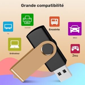 10 pièces clés usb 2.0 dorées à rotation rapide, capacités de 128mb/256mb/512mb/4gb/16gb, idéales pour stockage sur ordinateur et pc portable, cadeau professionnel