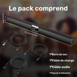 nouveau modèle 2026, barre de son, qualité sonore hifi, karaoké à domicile, montage mural, bureau, haute puissance. barre de son, caisson de basses sans fil, système de son surround, convient pour tv, smartphone, tablette, ordinateur, console de jeux, lecteur de musique, lecteur dvd